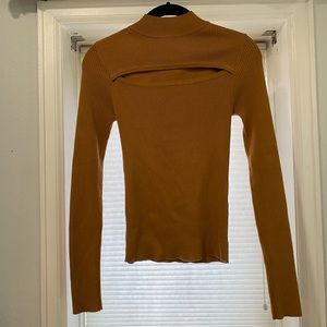 Fitted long sleeve cutout sweater